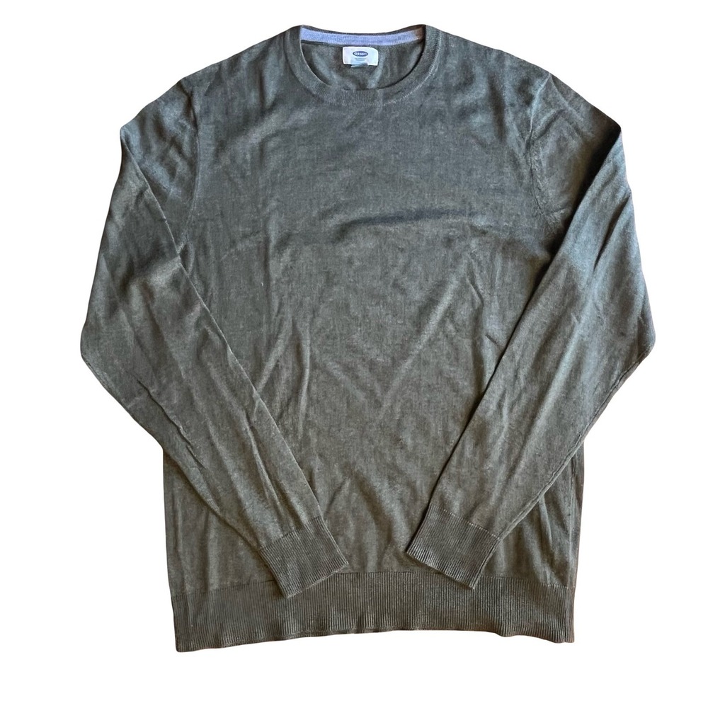 Old Navy Mens Olive Green Heather Crew Neck Cotton Blend Knit Sweater Size M